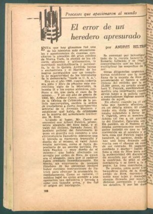 El error de un heredero apresurado : Procesos que apasionaron al mundo