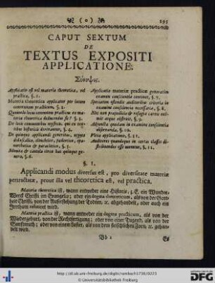 Caput Sextum De Textus Expositi Applicatione.