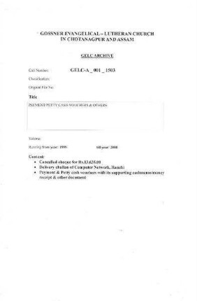 PAYMENT/PETTY CASH VOUCHERS & OTHERS