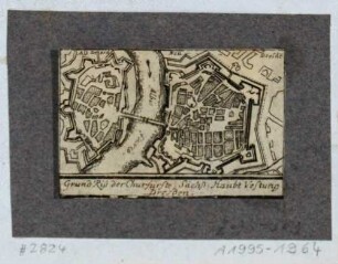 Stadtplan von Dresden, Altstadt und Neustadt, mit Befestigungsanlagen