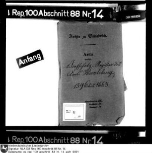 Viehschatzregister des Amts Hunteburg 1596, 1598, 1600, 1657, 1659, 1663 (nur 1659/63 mit Viehbestand)