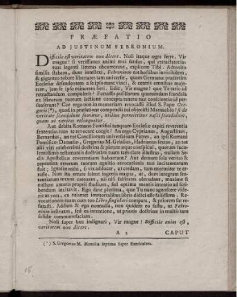 Praefatio ad justinum febronium.