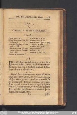 Cap. II. de Attributis Entis Simplicibus.