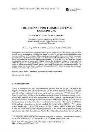 The Demand for Turkish Defence Expenditure