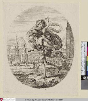 [Der Tod trägt ein Kind auf dem Rücken; La mort emportant sur son dos un enfant; Death carrying a child on his back]