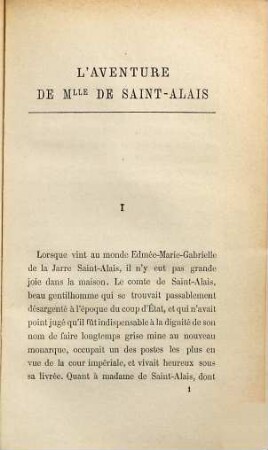 L'aventure de Mlle de Saint-Alais