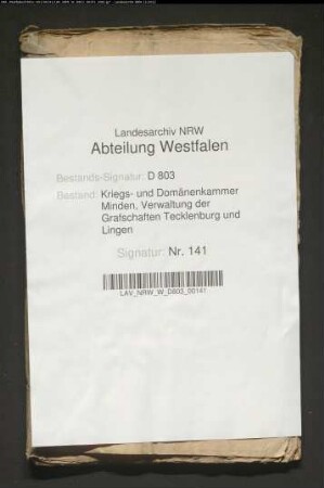 Abnahme der Hauptacciserechnungen der Grafschaften Tecklenburg und Lingen