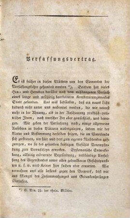 Ueber Verfassungsvertrag, Verfassungsformen und die Würksamkeit ständischer Versammlungen