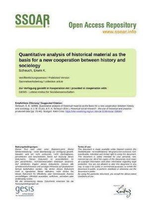 Quantitative analysis of historical material as the basis for a new cooperation between history and sociology