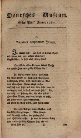 Deutsches Museum : auf das Jahr .... 1780,1