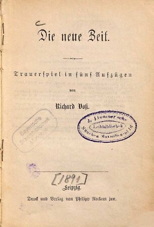 Die neue Zeit : Trauerspiel in fünf Aufzügen