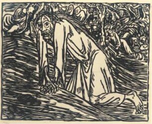 Christus in Gethsemane : Christus in Gethsemane. Holzschnitt; 203 x 253 mm (1919; E. Barlach)