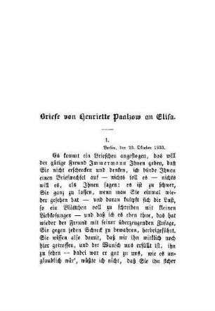 Briefe von Henriette Paalzow an Elisa