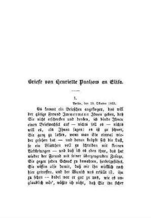 Briefe von Henriette Paalzow an Elisa