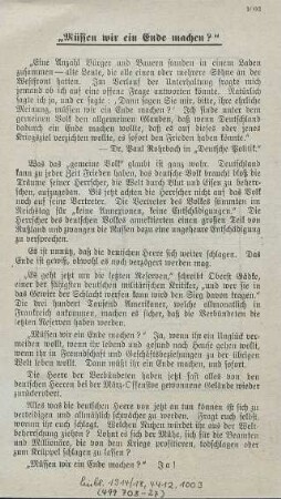 "Müssen wir ein Ende machen?"