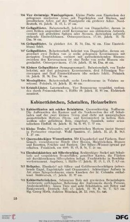 Kabinettkästchen, Schatullen, Holzarbeiten (Nr. 311-353)