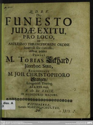 De funesto Judae exitu