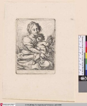 [Maria mit dem Kind, das eine Taube hält; Virgin and Child, sitting turned to right]