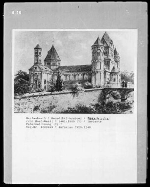 Ansicht der Benediktinerabtei Maria Laach von der Seeseite