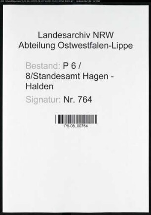 Sterberegister Standesamt Hagen-Halden