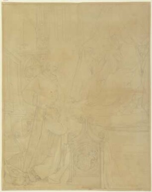 Franz Brentano mit dem Heiligen Franziskus in Verehrung vor der Madonna