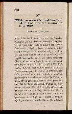 XI. Mittheilungen aus der englischen Zeitschrift the farmers magazine v. J. 1838