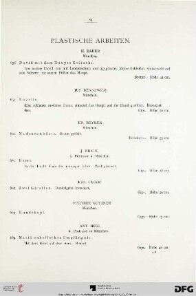 Plastische Arbeiten (Nr. 658-678)