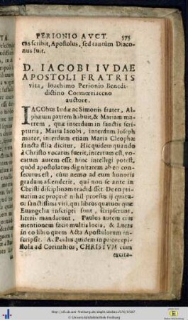 D. Iacobi Iudae Apostoli fratris vita.