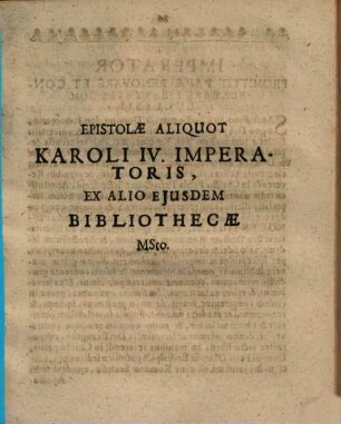 Epistolae aliquot Karoli IV. imperatoris