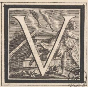 Initiale V (Die Auferstehung Christi), aus: Sei omelie di Nostro Signore papa Clemente undecimo esposte in versi da Alessandro Guidi, Rom 1712