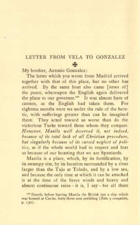 Letter from Vela to Gonzalez