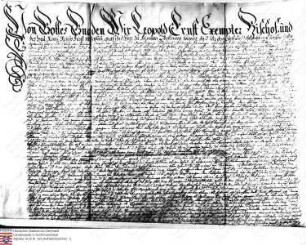 Lehnsbrief des Fürstbischofs von Passau für Carl Felix Graf v. Perusa und Crichingen und seinen Bruder Ferdinand Joseph
