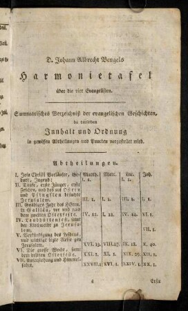 1-16, D. Johann Albrecht Bengels Hamonietafel