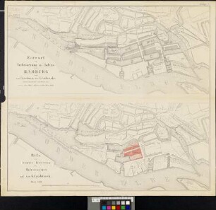 Entwurf zur Verbesserung des Hafens von Hamburg und zur Benutzung des Grasbrooks gehörig zum Bericht vom 10. Octbr. 1845