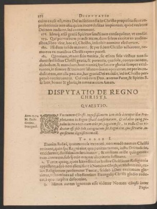Disputatio De Regno Christi.