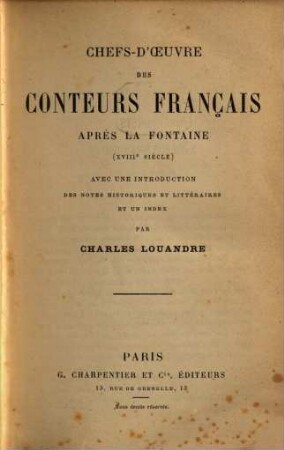 Chefs-d'oeuvre etc. après Lafontaine XVIIIe siècle : Avec une introduction ...