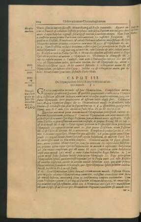 Caput III. De Olympiadum initio & applicatione ad annos mundi.
