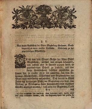 Abhandlung von dem Stapel-Rechte der alten Stadt Magdeburg : worinnen zugleich einige Beweise desselben geprüfet, und die Befugniße der Stadt Leipzig in Ansehung der Stapel-Gerechtigkeit erörtert werden