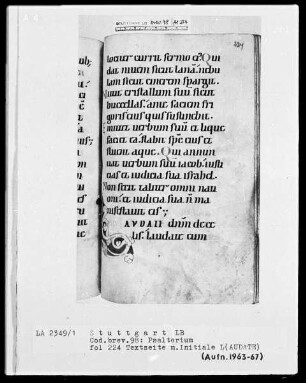 Psalterium - Hymnar (Benediktinerhandschrift) — Initiale L (audate), Folio 224recto