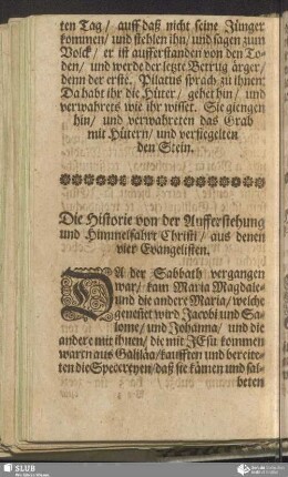 Die Historie von der Aufferstehung und Himmelfahrt Christi / aus denen vier Evangelisten