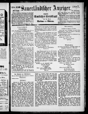 Sauerländischer Anzeiger ; [...] ; Amtliches Kreisblatt für die Kreise Brilon und Büren