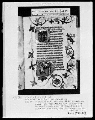 Gebetbuch des Konrad Peutinger — Textseite mit zwei historisierten Initialen, Folio 84recto