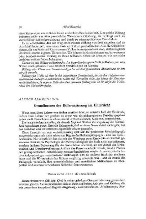 Grundformen der Differenzierung im Unterricht