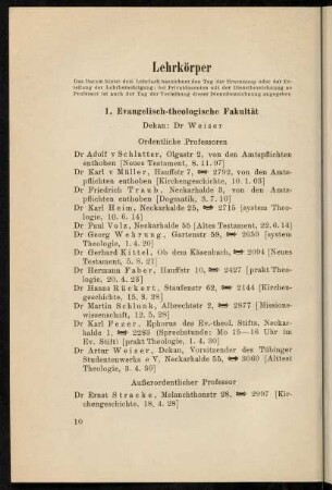 10-22, Lehrkörper