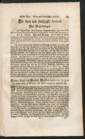 Der drey und funfzigste Articul Von Begnadungen.