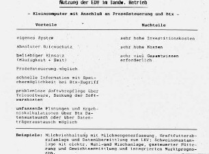 Nutzung der EDV im landw. Betrieb - Kleincomputer mit Anschluß an Prozeßsteuerung und Btx