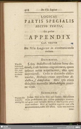 Logicae Partis Specialis Sectio Tertia, seu potius Appendix