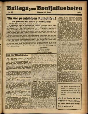 Zweite Ausgabe vom Sonntag, den 17. April 1932.