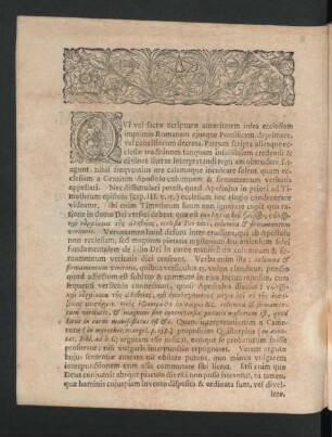 Qui vel sacrae Scripturae autoritatem infra ecclesiam imprimis Romanam eiusque Pontificem deprimere ...
