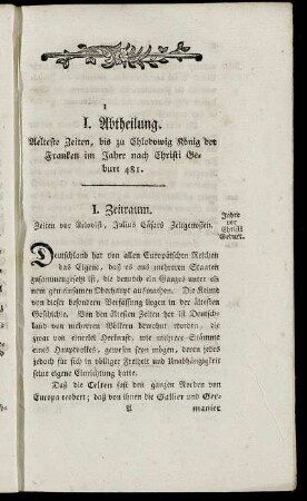 I. Abtheilung. - III. Abtheilung.